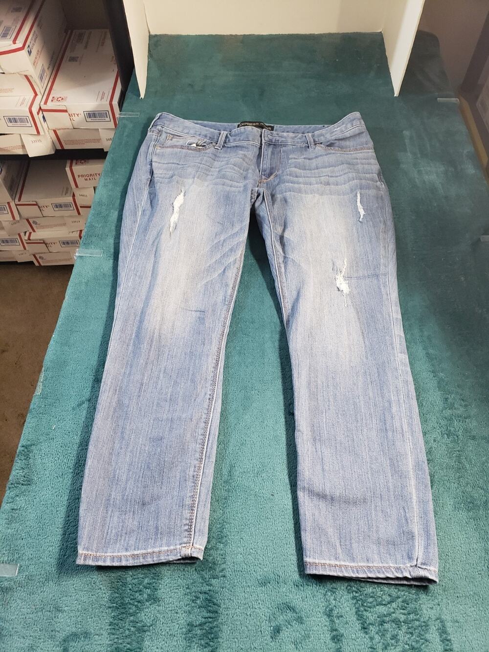 Express Jeans Size 12 Women Blue Stretch Pants Ladies Low Rise Stella Ankle